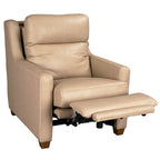 Sofá reclinable eléctrico de piel de grano superior, camel/almendra/carbón, trimotor, 3 plazas