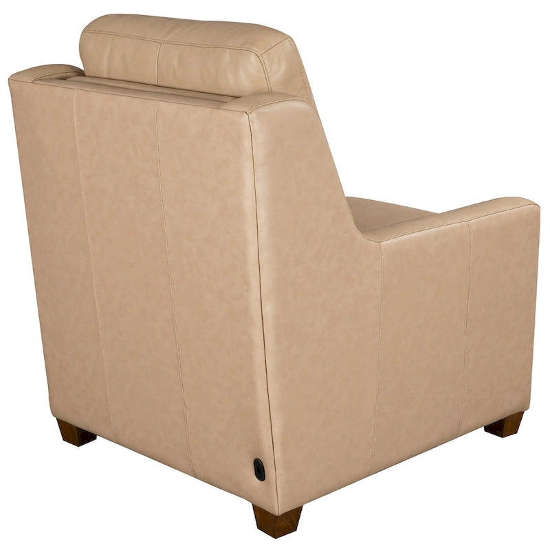 Sofá reclinable eléctrico de piel de grano superior, camel/almendra/carbón, trimotor, 3 plazas