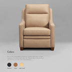 Sofá reclinable eléctrico de piel de grano superior, camel/almendra/carbón, trimotor, 3 plazas