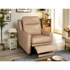 Sofá reclinable eléctrico de piel de grano superior, camel/almendra/carbón, trimotor, 3 plazas