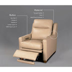 Sofá reclinable eléctrico de piel de grano superior, camel/almendra/carbón, trimotor, 3 plazas
