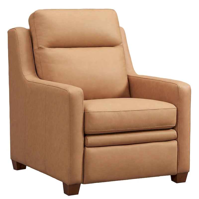 Sofá reclinable eléctrico de piel de grano superior, camel/almendra/carbón, trimotor, 3 plazas