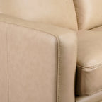 Sofá reclinable eléctrico de piel de grano superior, camel/almendra/carbón, trimotor, 3 plazas