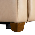 Sofá reclinable eléctrico de piel de grano superior, camel/almendra/carbón, trimotor, 3 plazas
