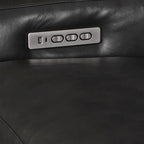 Sofá reclinable eléctrico de piel de grano superior, camel/almendra/carbón, trimotor, 3 plazas
