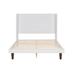 Cama Queen con Plataforma Blanco/Beige con Cabecero de 54" de Alto, 2 Personas