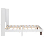 Cama Queen con Plataforma Blanco/Beige con Cabecero de 54" de Alto, 2 Personas
