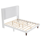 Cama Queen con Plataforma Blanco/Beige con Cabecero de 54" de Alto, 2 Personas