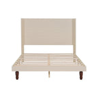 Cama Queen con Plataforma Blanco/Beige con Cabecero de 54" de Alto, 2 Personas