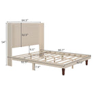 Cama Queen con Plataforma Blanco/Beige con Cabecero de 54" de Alto, 2 Personas