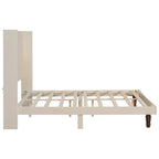 Cama Queen con Plataforma Blanco/Beige con Cabecero de 54" de Alto, 2 Personas