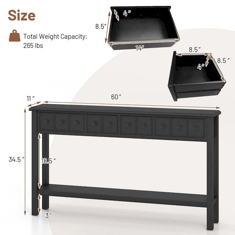 Costway 60 Mesa consola retro para entrada/sofá con 4 cajones y - Ver detalles