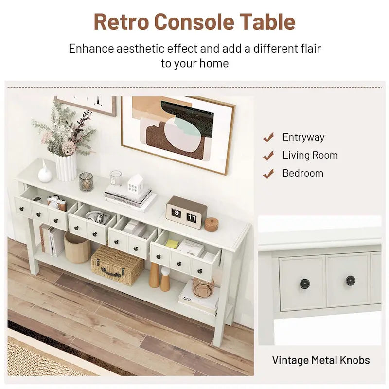 Costway 60 Mesa consola retro para entrada/sofá con 4 cajones y - Ver detalles