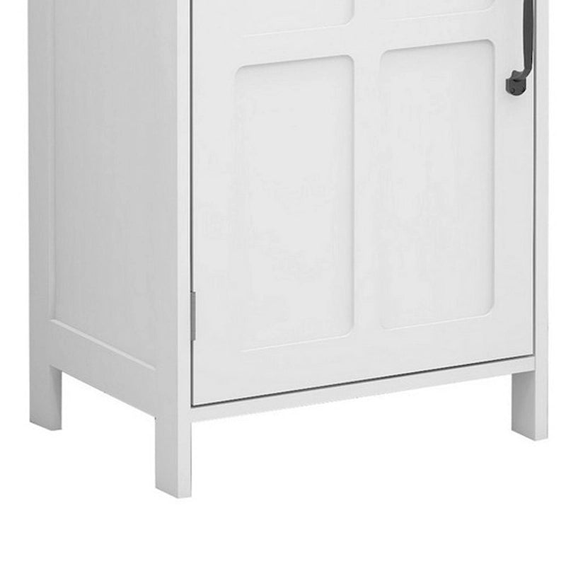 Gabinete de almacenamiento alto de 65" blanco y negro con estante abierto, puerta única