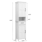 Gabinete de almacenamiento alto de 65" blanco y negro con estante abierto, puerta única