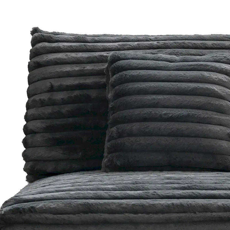 Sillón decorativo Ezo sin brazos, pana de poliéster gris oscuro, asiento suavemente acolchado
