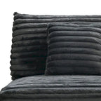 Sillón decorativo Ezo sin brazos, pana de poliéster gris oscuro, asiento suavemente acolchado