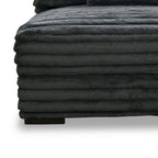 Sillón decorativo Ezo sin brazos, pana de poliéster gris oscuro, asiento suavemente acolchado