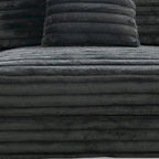 Sillón decorativo Ezo sin brazos, pana de poliéster gris oscuro, asiento suavemente acolchado