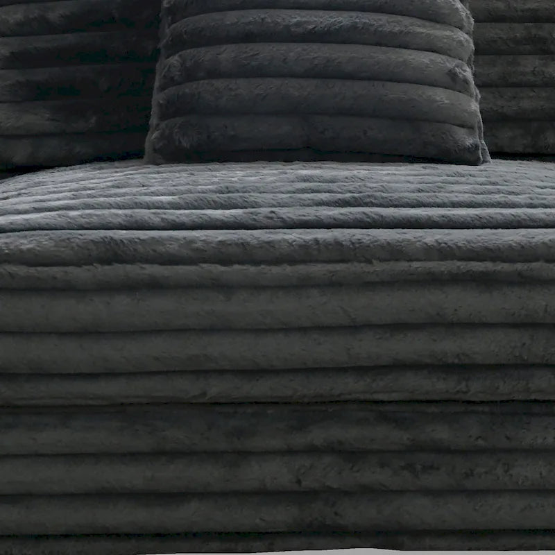 Sillón decorativo Ezo sin brazos, pana de poliéster gris oscuro, asiento suavemente acolchado
