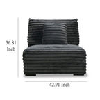 Sillón decorativo Ezo sin brazos, pana de poliéster gris oscuro, asiento suavemente acolchado