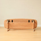 Mesa de centro de roble macizo de 2 niveles con estante de almacenamiento, natural/roble