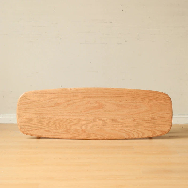 Mesa de centro de roble macizo de 2 niveles con estante de almacenamiento, natural/roble