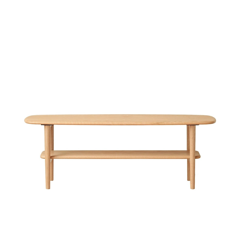Mesa de centro de roble macizo de 2 niveles con estante de almacenamiento, natural/roble