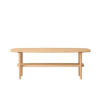 Mesa de centro de roble macizo de 2 niveles con estante de almacenamiento, natural/roble