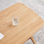 Mesa de centro de roble macizo de 2 niveles con estante de almacenamiento, natural/roble
