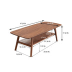 Mesa de centro de roble macizo de 2 niveles con estante de almacenamiento, natural/roble