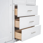 Cama de pared Murphy blanca tamaño matrimonial con armarios, cajones y taquillas, 1-2 personas