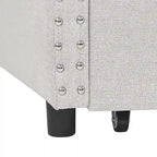 Cama Diván Individual Tapizada en Lino Negro con 2 Cajones y Respaldo Capitaneado, 1 Persona