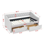 Cama Diván Individual Tapizada en Lino Negro con 2 Cajones y Respaldo Capitaneado, 1 Persona