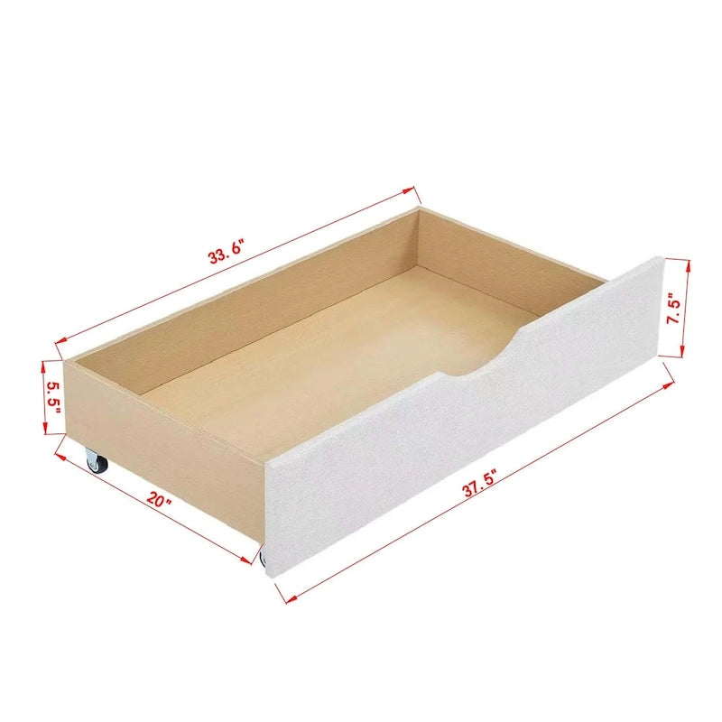 Cama Diván Individual Tapizada en Lino Negro con 2 Cajones y Respaldo Capitaneado, 1 Persona