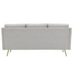 Sofá de tela gris con patas de metal dorado – 3 plazas