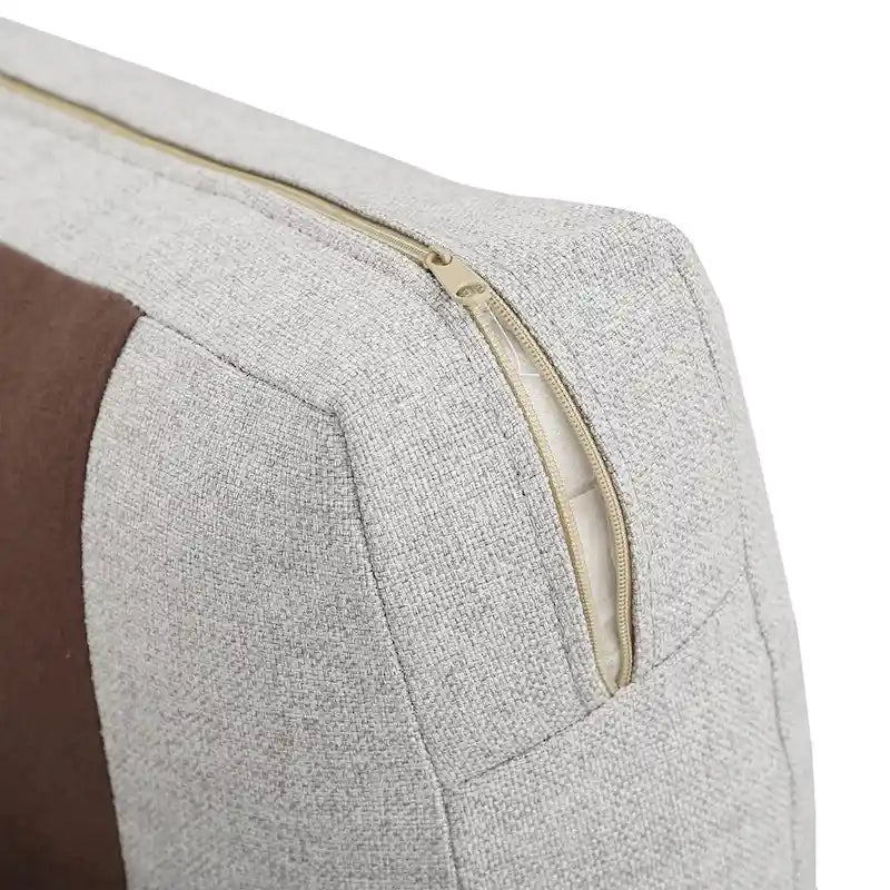 Sofá de tela gris con patas de metal dorado – 3 plazas