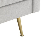 Sofá de tela gris con patas de metal dorado – 3 plazas
