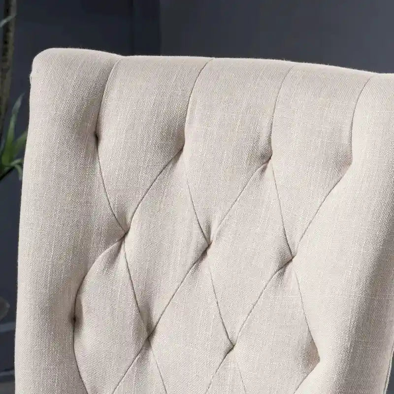 Sillas de comedor tapizadas de respaldo alto de terciopelo y tela, color champán/beige/gris, juego de 2
