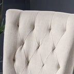 Sillas de comedor tapizadas de respaldo alto de terciopelo y tela, color champán/beige/gris, juego de 2