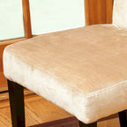 Sillas de comedor tapizadas de respaldo alto de terciopelo y tela, color champán/beige/gris, juego de 2