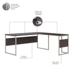 Escritorio en L con archivador de 3 cajones, 72W, 1 persona – Gris platino / Blanco / Gris tormenta / Nogal americano moderno / Nogal negro