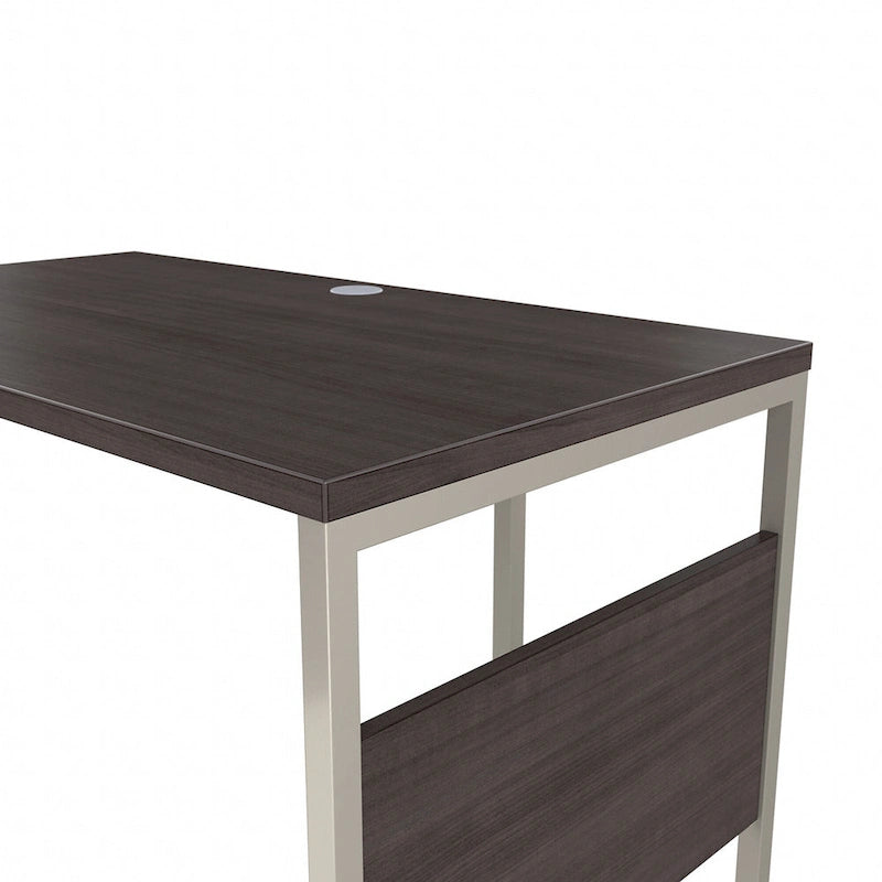 Escritorio en L con archivador de 3 cajones, 72W, 1 persona – Gris platino / Blanco / Gris tormenta / Nogal americano moderno / Nogal negro