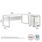 Escritorio en L con archivador de 3 cajones, 72W, 1 persona – Gris platino / Blanco / Gris tormenta / Nogal americano moderno / Nogal negro
