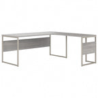 Escritorio en L con archivador de 3 cajones, 72W, 1 persona – Gris platino / Blanco / Gris tormenta / Nogal americano moderno / Nogal negro