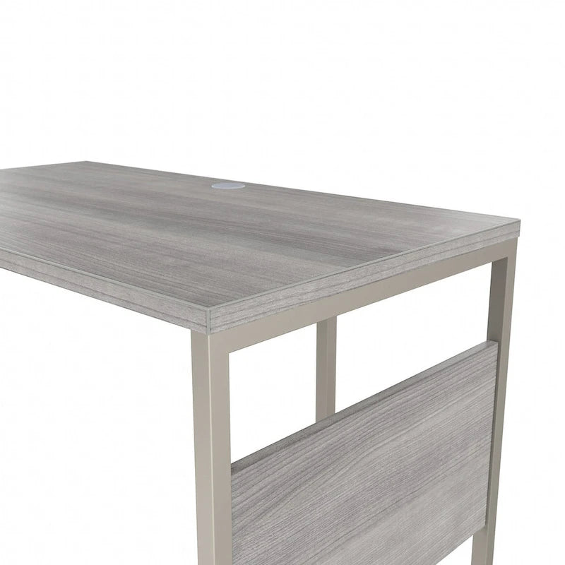 Escritorio en L con archivador de 3 cajones, 72W, 1 persona – Gris platino / Blanco / Gris tormenta / Nogal americano moderno / Nogal negro