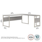 Escritorio en L con archivador de 3 cajones, 72W, 1 persona – Gris platino / Blanco / Gris tormenta / Nogal americano moderno / Nogal negro