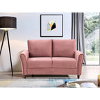 Sofá de dos plazas con brazos curvos en azul, rosa, gris o blanquecino