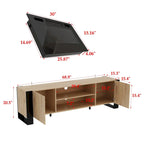 Mueble de TV de madera veteada marrón con chimenea eléctrica opcional, sala de estar para 1 o 2 personas