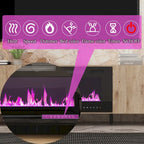 Mueble de TV de madera veteada marrón con chimenea eléctrica opcional, sala de estar para 1 o 2 personas